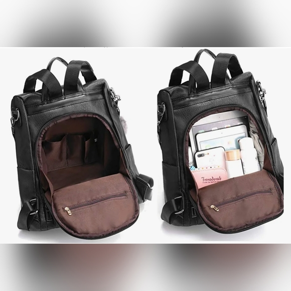 Women Backpack Purses PU Leather Waterproof Daypack Casual Shoulder satchel bag - Picture 10 of 12